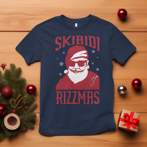 Funny Christmas Santa T Shirt Skibidi Rizzmas Vintage Charisma Rizz Santa Claus TS11 Navy Print Your Wear