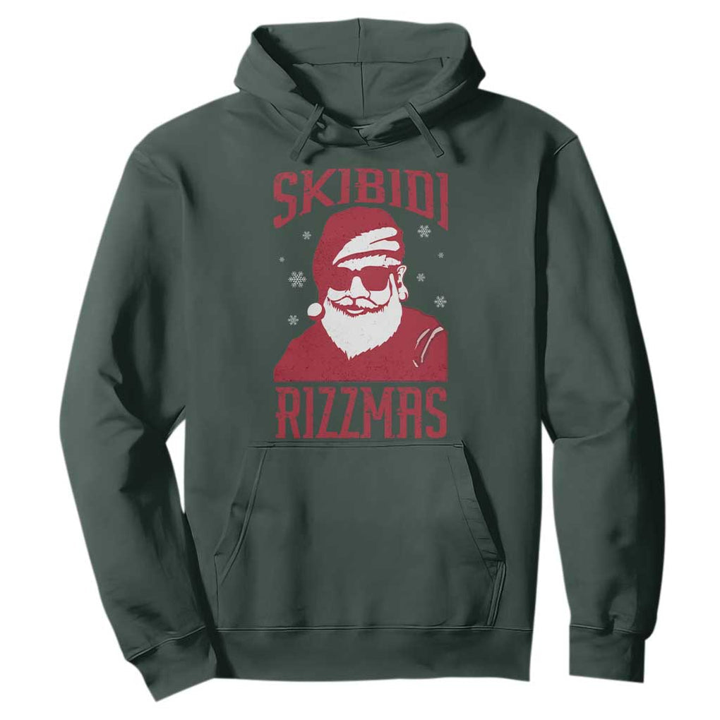 Funny Christmas Santa Hoodie Skibidi Rizzmas Vintage Charisma Rizz Santa Claus TS11 Dark Forest Green Print Your Wear
