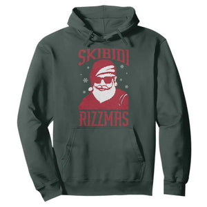 Funny Christmas Santa Hoodie Skibidi Rizzmas Vintage Charisma Rizz Santa Claus TS11 Dark Forest Green Print Your Wear