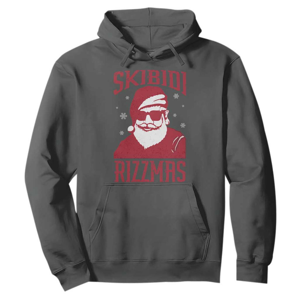 Funny Christmas Santa Hoodie Skibidi Rizzmas Vintage Charisma Rizz Santa Claus TS11 Dark Heather Print Your Wear