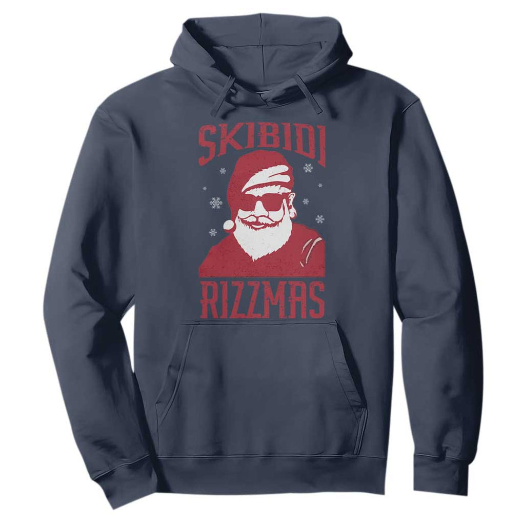Funny Christmas Santa Hoodie Skibidi Rizzmas Vintage Charisma Rizz Santa Claus TS11 Navy Print Your Wear