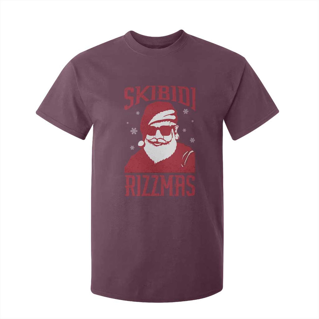 Funny Christmas Santa T Shirt For Kid Skibidi Rizzmas Vintage Charisma Rizz Santa Claus TS11 Maroon Print Your Wear