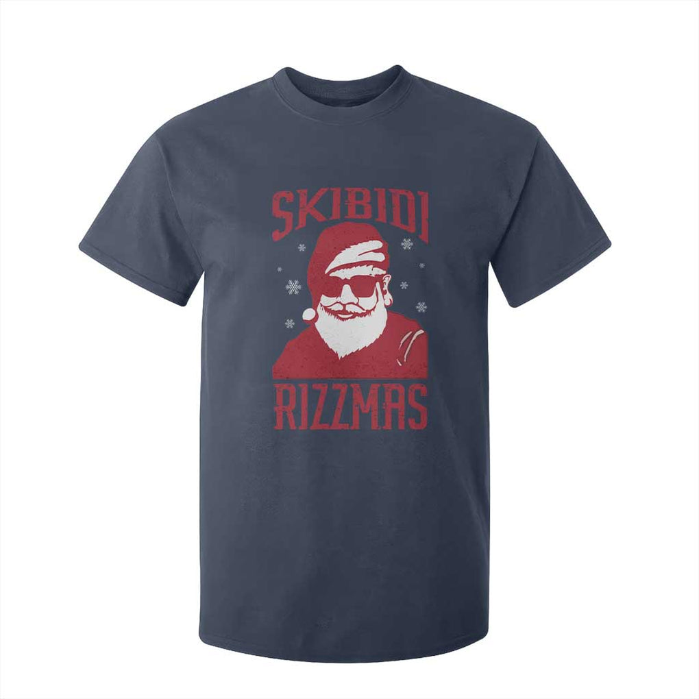 Funny Christmas Santa T Shirt For Kid Skibidi Rizzmas Vintage Charisma Rizz Santa Claus TS11 Navy Print Your Wear