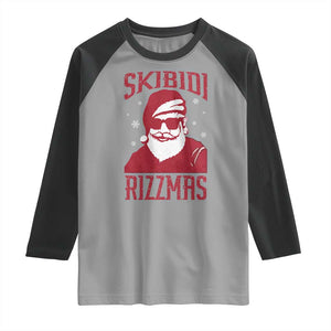 Funny Christmas Santa Raglan Shirt Skibidi Rizzmas Vintage Charisma Rizz Santa Claus TS11 Sport Gray Black Print Your Wear