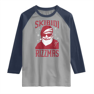 Funny Christmas Santa Raglan Shirt Skibidi Rizzmas Vintage Charisma Rizz Santa Claus TS11 Sport Gray Navy Print Your Wear