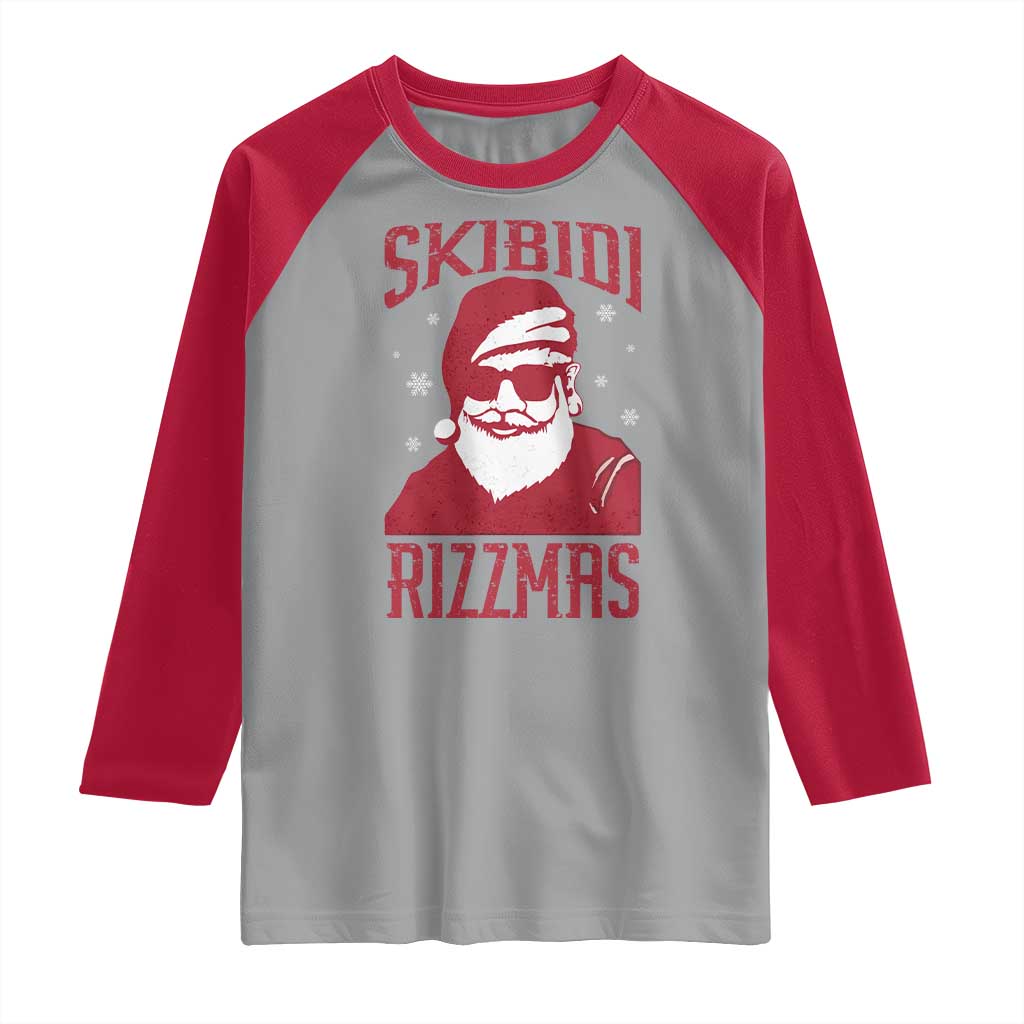 Funny Christmas Santa Raglan Shirt Skibidi Rizzmas Vintage Charisma Rizz Santa Claus TS11 Sport Gray Red Print Your Wear