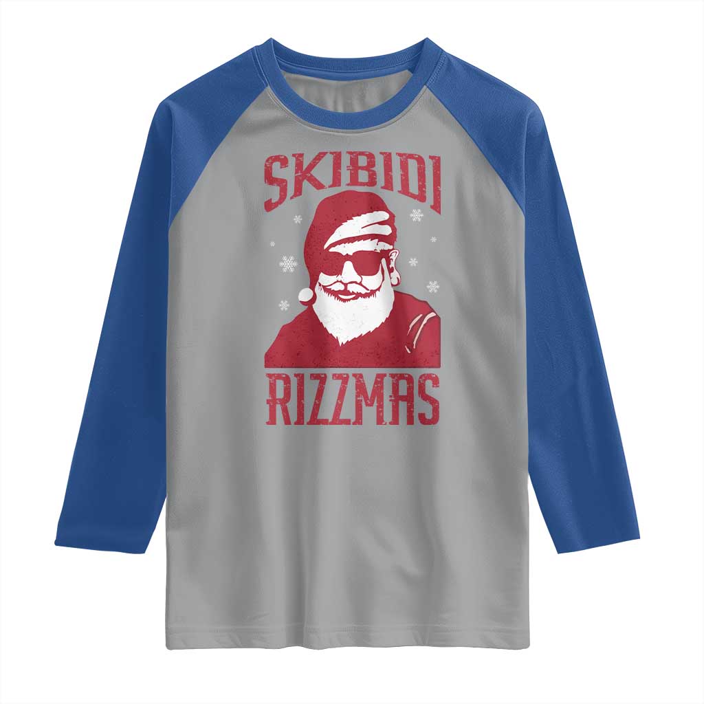 Funny Christmas Santa Raglan Shirt Skibidi Rizzmas Vintage Charisma Rizz Santa Claus TS11 Sport Gray Royal Print Your Wear