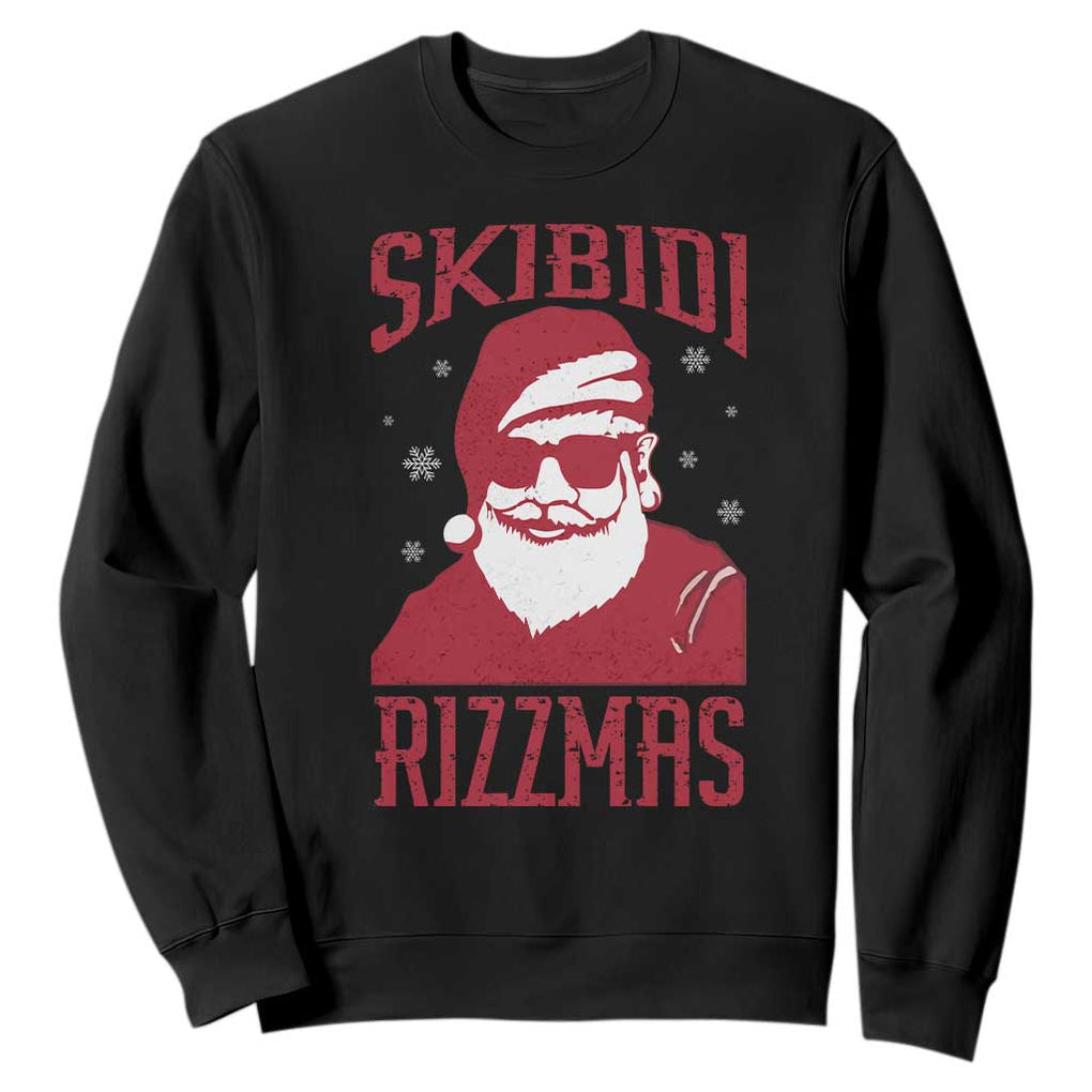 Funny Christmas Santa Sweatshirt Skibidi Rizzmas Vintage Charisma Rizz Santa Claus TS11 Black Print Your Wear