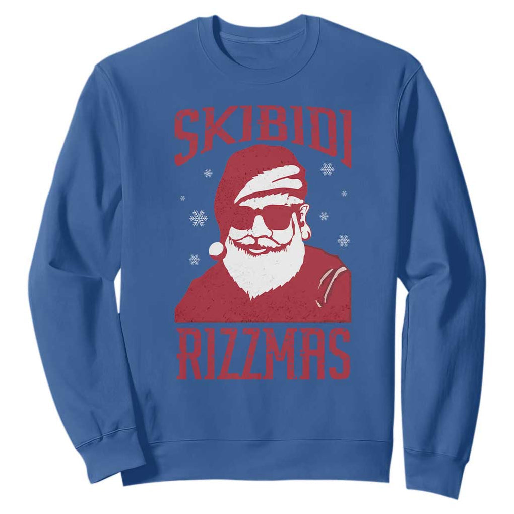 Funny Christmas Santa Sweatshirt Skibidi Rizzmas Vintage Charisma Rizz Santa Claus TS11 Royal Blue Print Your Wear