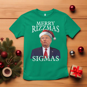 Funny Trump Christmas T Shirt Merry Rizzmas Sigmas Charisma Rizz Santa Trump TS11 Irish Green Print Your Wear