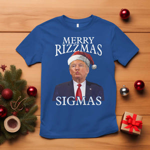 Funny Trump Christmas T Shirt Merry Rizzmas Sigmas Charisma Rizz Santa Trump TS11 Royal Blue Print Your Wear
