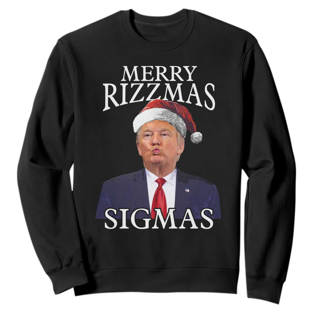 Funny Trump Christmas Sweatshirt Merry Rizzmas Sigmas Charisma Rizz Santa Trump TS11 Black Print Your Wear