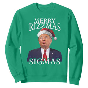 Funny Trump Christmas Sweatshirt Merry Rizzmas Sigmas Charisma Rizz Santa Trump TS11 Irish Green Print Your Wear