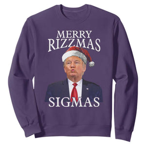 Funny Trump Christmas Sweatshirt Merry Rizzmas Sigmas Charisma Rizz Santa Trump TS11 Purple Print Your Wear