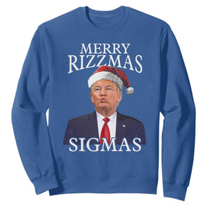 Funny Trump Christmas Sweatshirt Merry Rizzmas Sigmas Charisma Rizz Santa Trump TS11 Royal Blue Print Your Wear