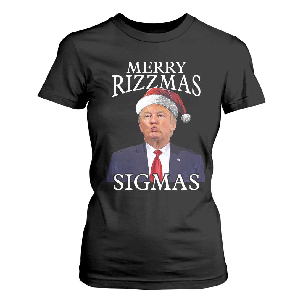 Funny Trump Christmas T Shirt For Women Merry Rizzmas Sigmas Charisma Rizz Santa Trump TS11 Black Print Your Wear