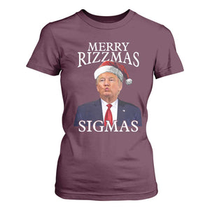 Funny Trump Christmas T Shirt For Women Merry Rizzmas Sigmas Charisma Rizz Santa Trump TS11 Maroon Print Your Wear