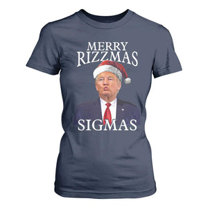 Funny Trump Christmas T Shirt For Women Merry Rizzmas Sigmas Charisma Rizz Santa Trump TS11 Navy Print Your Wear