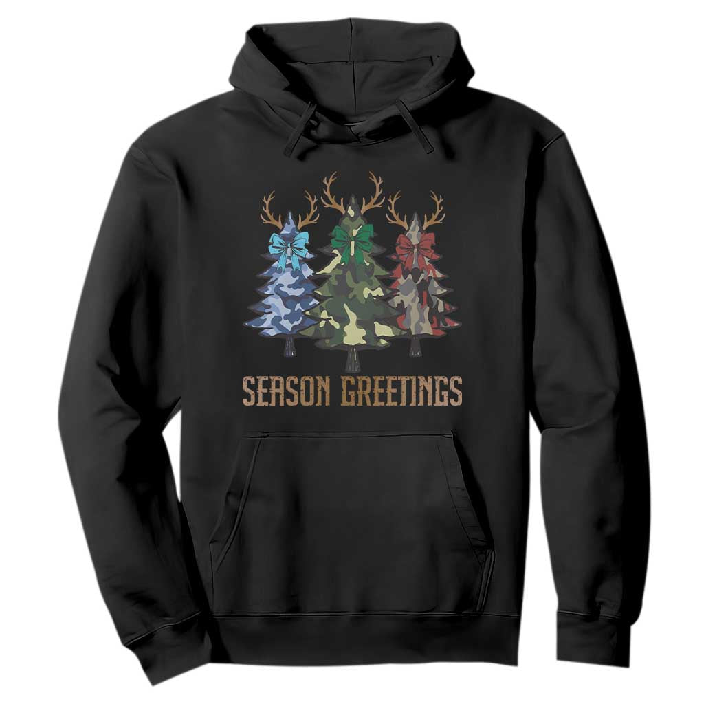Funny Christmas Hunting Hoodie Season Greetings Camouflage Xmas Tree Reindeers TS11 Black Print Your Wear