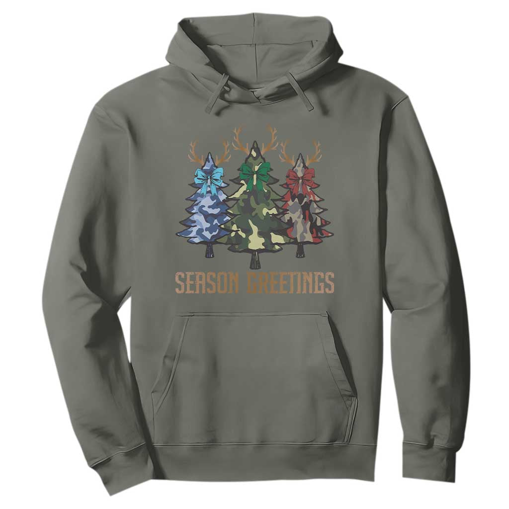 Funny Christmas Hunting Hoodie Season Greetings Camouflage Xmas Tree Reindeers TS11 Military Green Print Your Wear