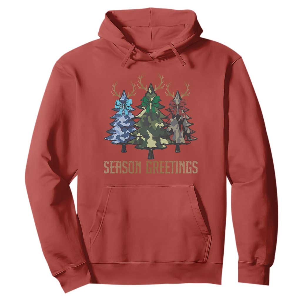 Funny Christmas Hunting Hoodie Season Greetings Camouflage Xmas Tree Reindeers TS11 Red Print Your Wear
