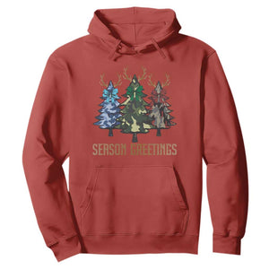 Funny Christmas Hunting Hoodie Season Greetings Camouflage Xmas Tree Reindeers TS11 Red Print Your Wear