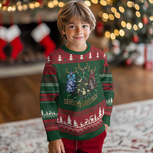 Funny Xmas Hunting Ugly Christmas Sweater Season Greetings Camouflage Xmas Tree Reindeers TS11 Christmas Print Your Wear