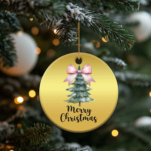 Funny Coquette Merry Xmas Christmas Ornament Pink Bow Xmas Tree TS11 Print Your Wear