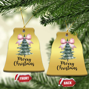Funny Coquette Merry Xmas Christmas Ornament Pink Bow Xmas Tree TS11 Bell Flake Gold Print Your Wear
