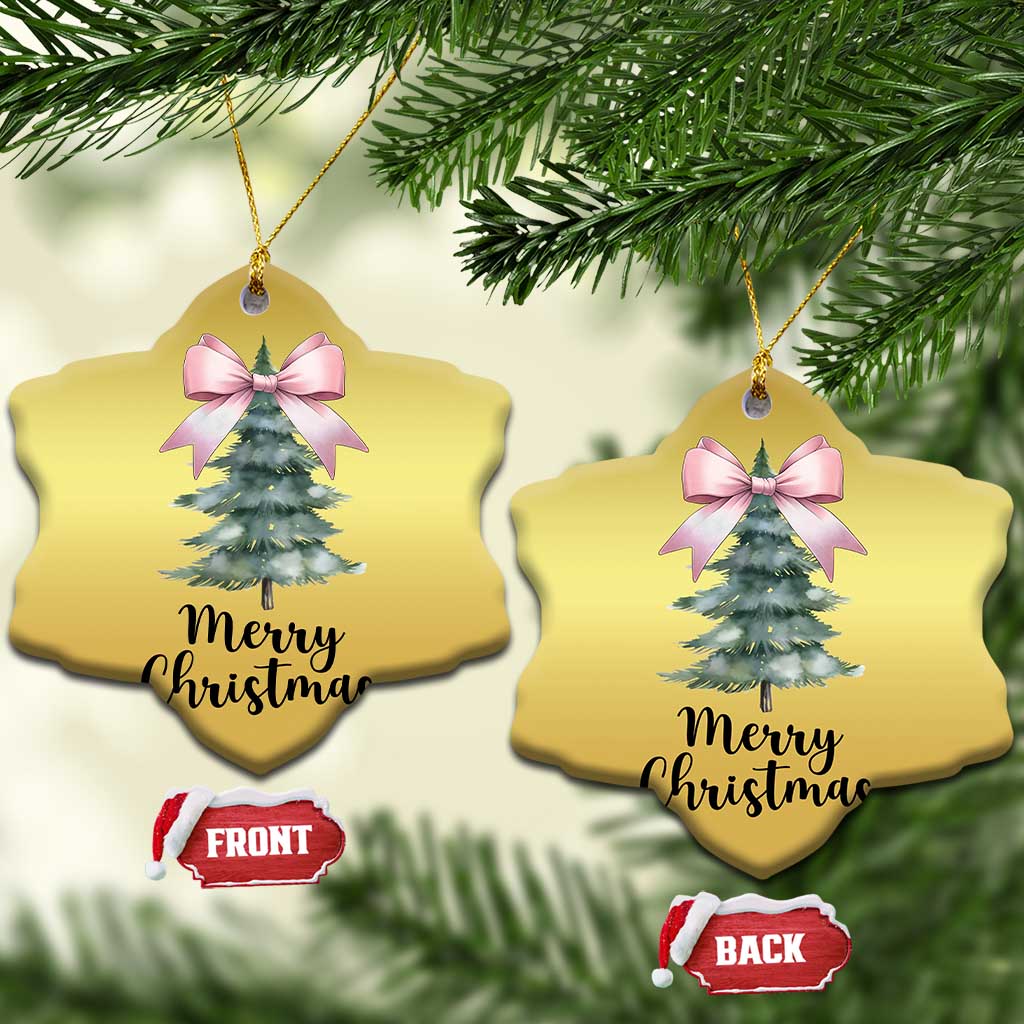 Funny Coquette Merry Xmas Christmas Ornament Pink Bow Xmas Tree TS11 Snow Flake Gold Print Your Wear