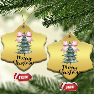 Funny Coquette Merry Xmas Christmas Ornament Pink Bow Xmas Tree TS11 Snow Flake Gold Print Your Wear