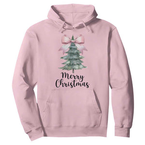 Funny Coquette Merry Christmas Hoodie Pink Bow Xmas Tree TS11 Light Pink Print Your Wear