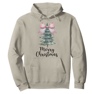Funny Coquette Merry Christmas Hoodie Pink Bow Xmas Tree TS11 Sand Print Your Wear