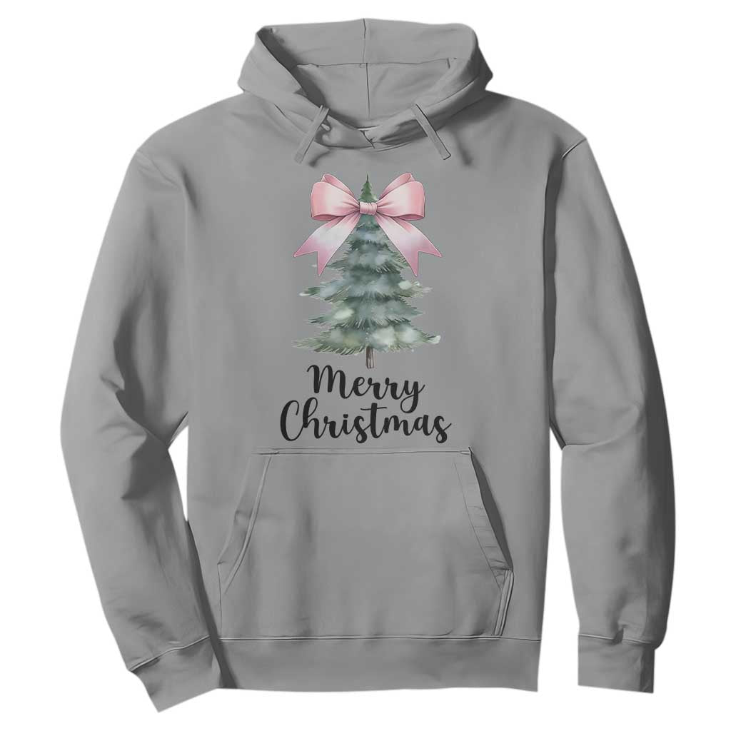 Funny Coquette Merry Christmas Hoodie Pink Bow Xmas Tree TS11 Sport Gray Print Your Wear
