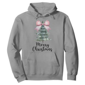 Funny Coquette Merry Christmas Hoodie Pink Bow Xmas Tree TS11 Sport Gray Print Your Wear