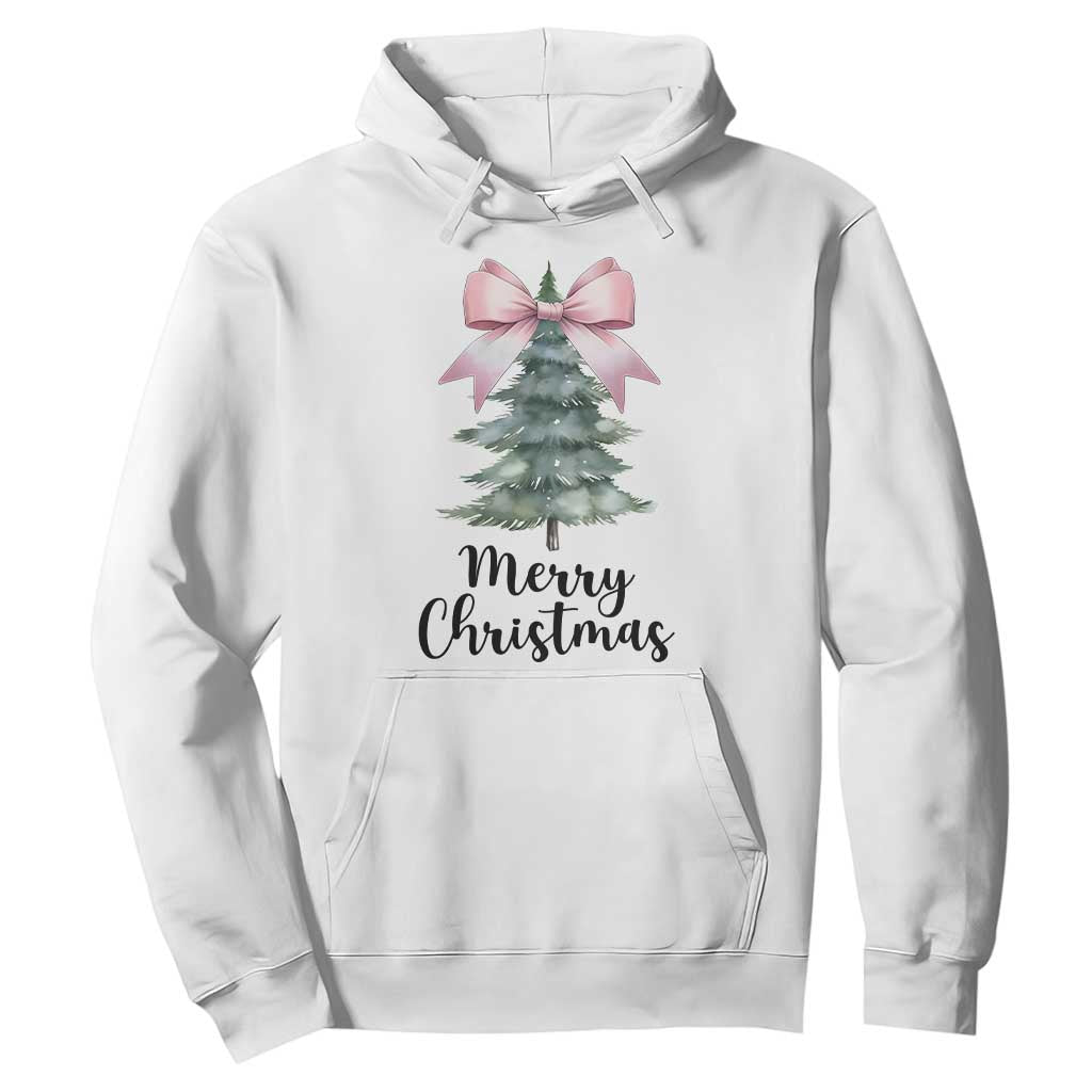Funny Coquette Merry Christmas Hoodie Pink Bow Xmas Tree TS11 White Print Your Wear