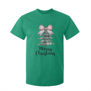 Funny Coquette Merry Christmas T Shirt For Kid Pink Bow Xmas Tree TS11 Irish Green Print Your Wear