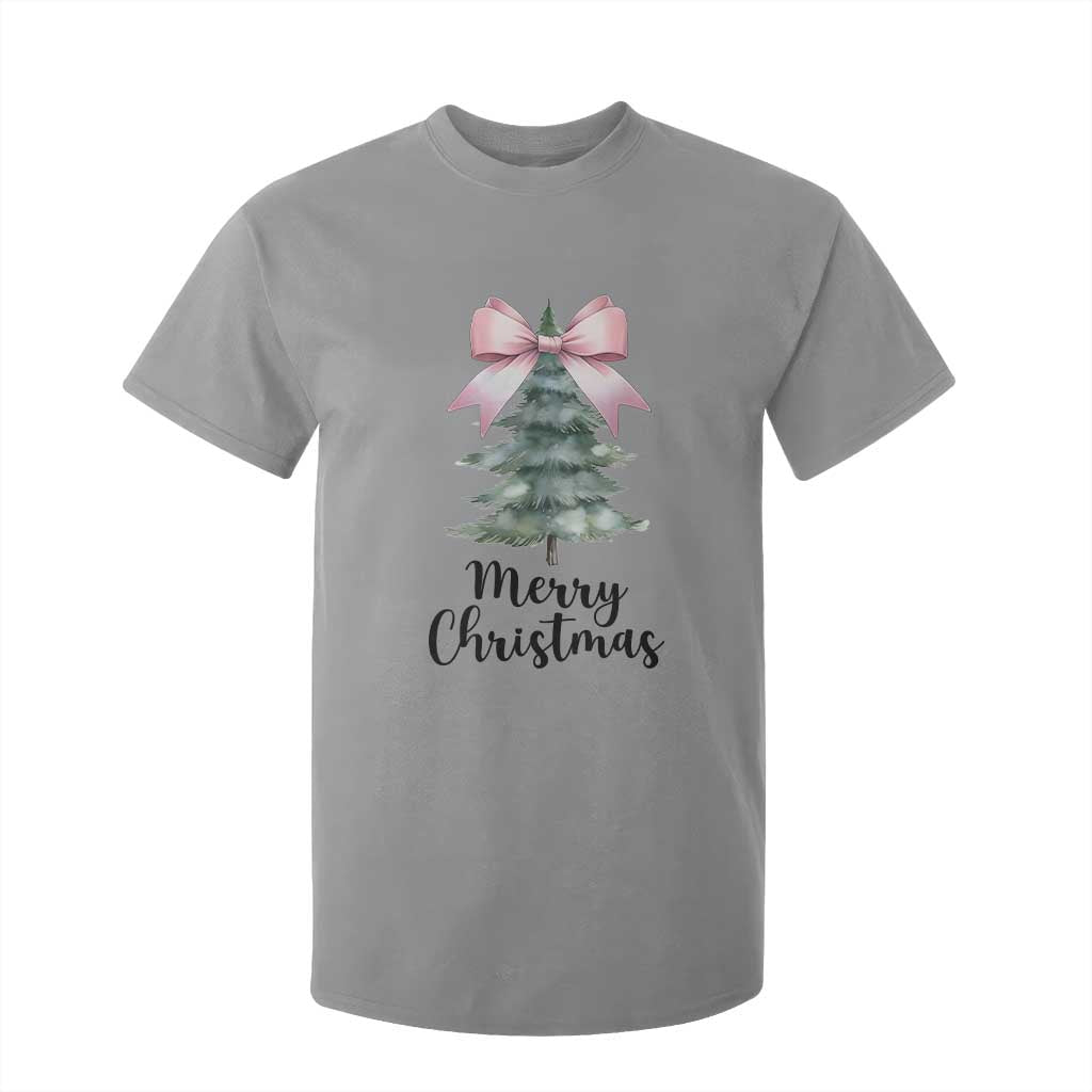 Funny Coquette Merry Christmas T Shirt For Kid Pink Bow Xmas Tree TS11 Sport Gray Print Your Wear