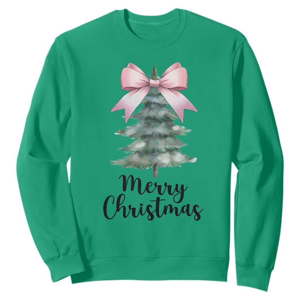 Funny Coquette Merry Christmas Sweatshirt Pink Bow Xmas Tree TS11 Irish Green Print Your Wear