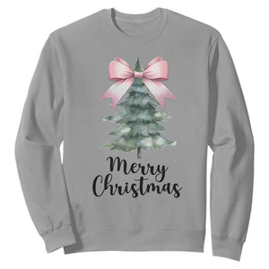 Funny Coquette Merry Christmas Sweatshirt Pink Bow Xmas Tree TS11 Sport Gray Print Your Wear