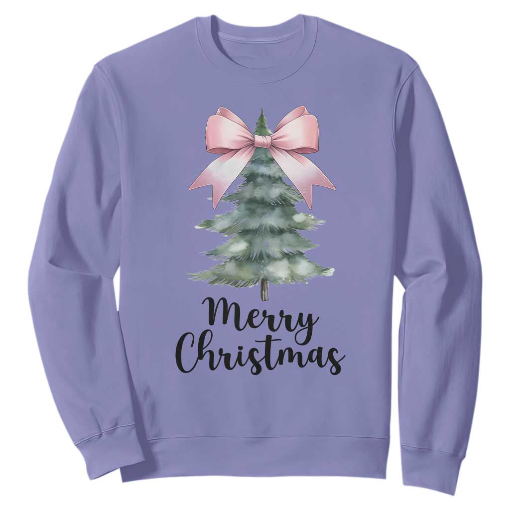 Funny Coquette Merry Christmas Sweatshirt Pink Bow Xmas Tree TS11 Violet Print Your Wear