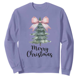 Funny Coquette Merry Christmas Sweatshirt Pink Bow Xmas Tree TS11 Violet Print Your Wear