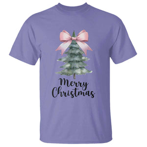Funny Coquette Merry Christmas T Shirt Pink Bow Xmas Tree TS11 Violet Print Your Wear