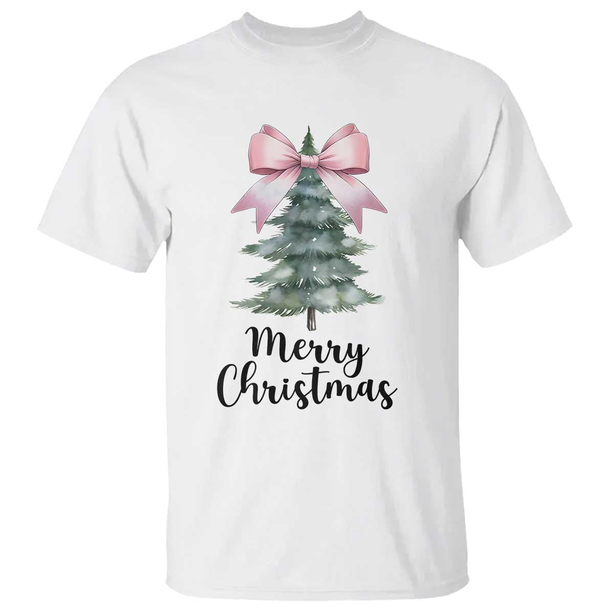 Funny Coquette Merry Christmas T Shirt Pink Bow Xmas Tree TS11 White Print Your Wear
