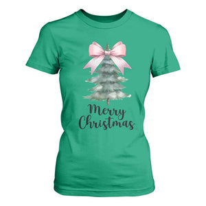 Funny Coquette Merry Christmas T Shirt For Women Pink Bow Xmas Tree TS11 Irish Green Print Your Wear