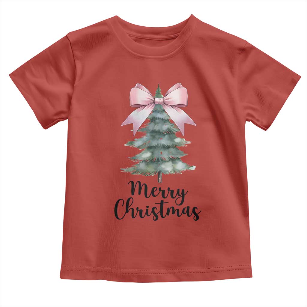 Funny Coquette Merry Christmas Toddler T Shirt Pink Bow Xmas Tree TS11 Red Print Your Wear