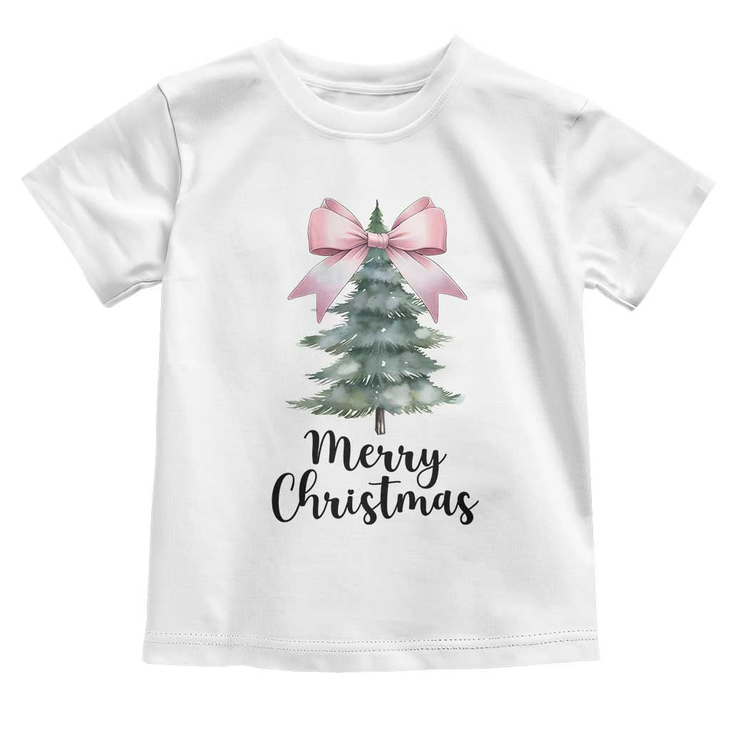 Funny Coquette Merry Christmas Toddler T Shirt Pink Bow Xmas Tree TS11 White Print Your Wear