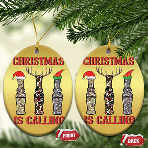 Funny Xmas Hunting Christmas Ornament Xmas Is Calling Camouflage Hunting Whistle TS11 Oval Gold Print Your Wear