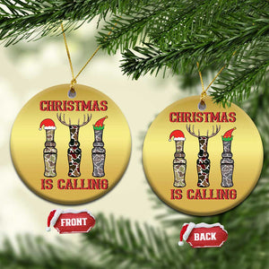 Funny Xmas Hunting Christmas Ornament Xmas Is Calling Camouflage Hunting Whistle TS11 Circle Gold Print Your Wear