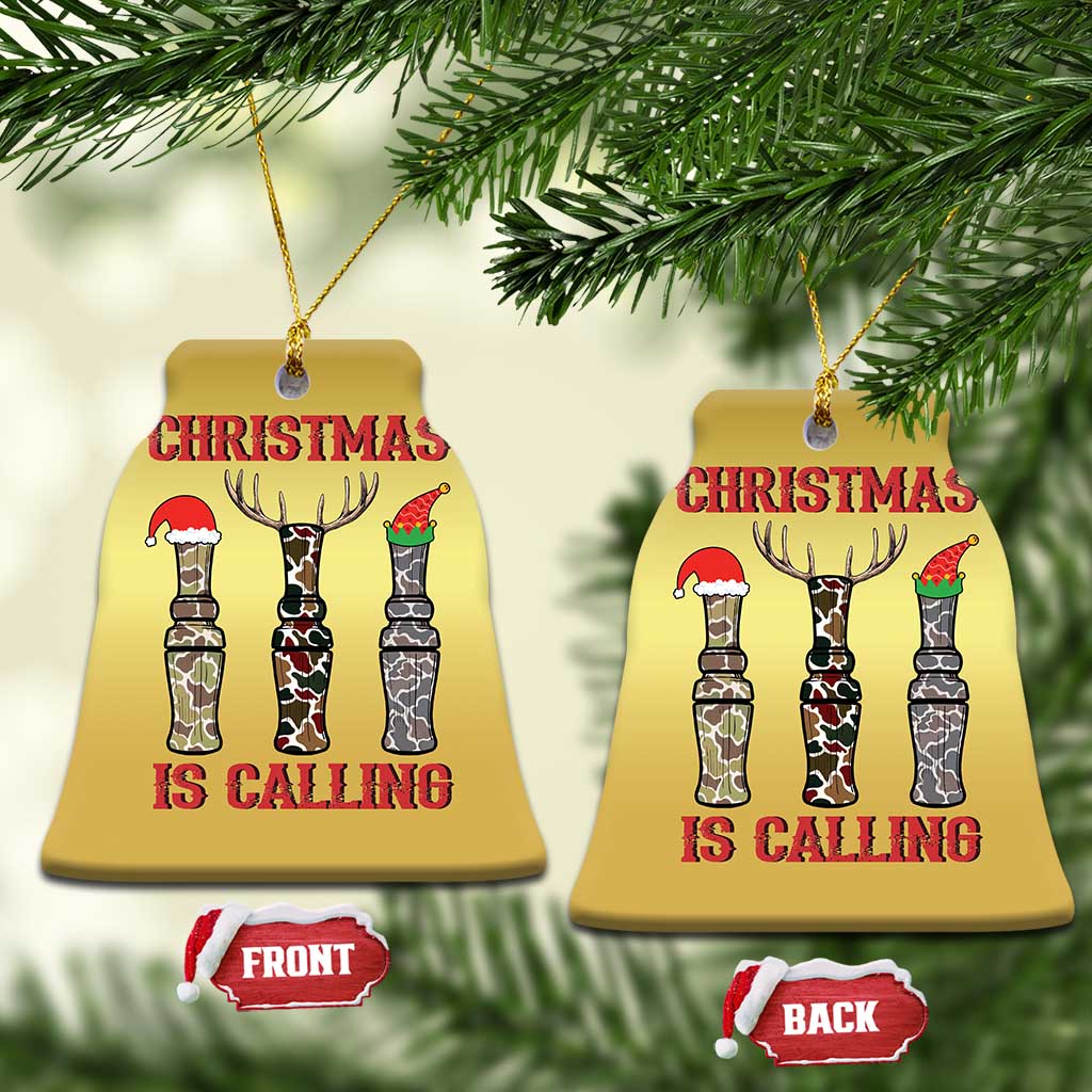 Funny Xmas Hunting Christmas Ornament Xmas Is Calling Camouflage Hunting Whistle TS11 Bell Flake Gold Print Your Wear
